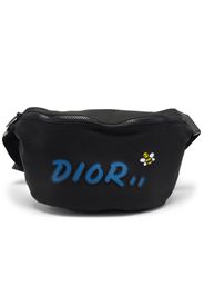 Dior x Kaws Belt Bag Blue Logo Nylon Black