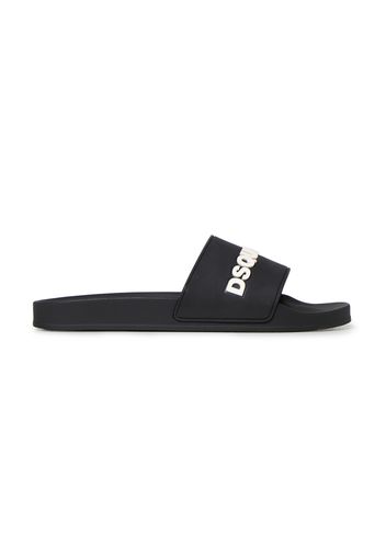 Dsquared2 Logo Pool Slides Black White Black