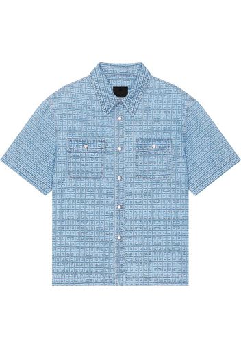 Givenchy Short-Sleeve Boxy Fit Denim Shirt Blue