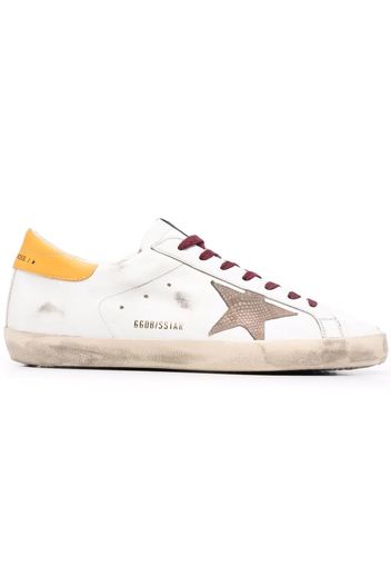 Golden Goose Super-Star White Yellow Burgundy Snakeskin Patch