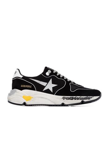 Golden Goose Running Sole Suede Hand-Painted Black Silver White