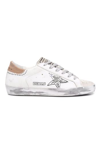 Golden Goose Super-Star Distressed Marker White Black (Women's)