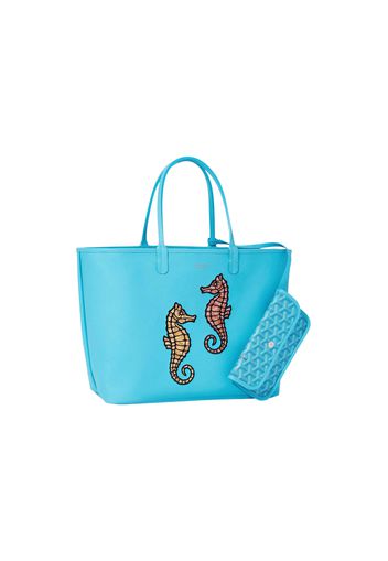 Goyard Anjou PM Seahorse Embroidery Bag and Balise Towel Turquoise