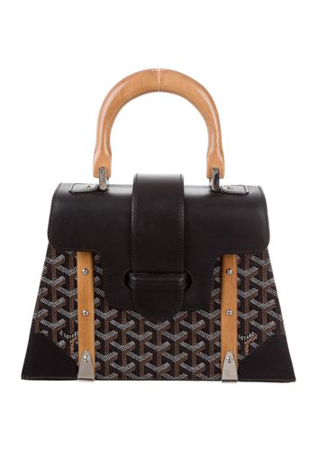 Goyard Saigon Handbag Goyardine Wood Trim PM Black