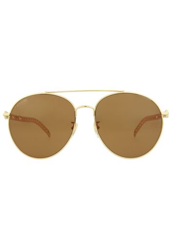 Gucci Round/Oval-Frame Metal Sunglasses Gold/Brown (GG0725S-30008880-002-70043)