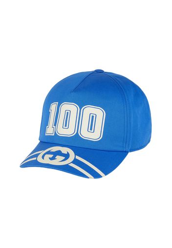 Gucci 100 Baseball Velcro Strap Cap Royal Blue/White