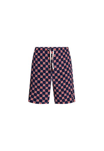 Gucci GG Hexagon Silk Crepe Shorts Blue/Ivory/Red