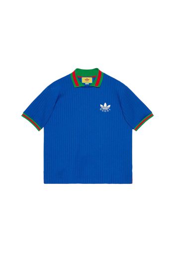 Gucci x adidas Polyester Polo Shirt Cobalt Blue