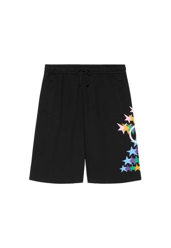 Gucci Interlocking G Star Flash Print Cotton Shorts Black