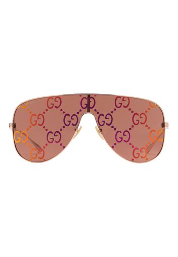 Gucci Mask Sunglasses Shiny Rose Gold-Toned Metal Frame (‎755257 I3331 8060)