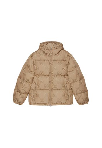 Gucci Jumbo GG Jacquard Canvas Down Hooded Jacket Beige