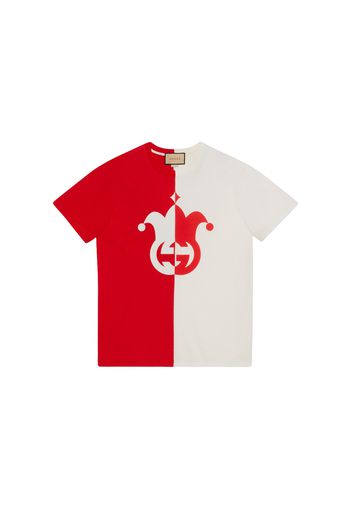 Gucci Cotton Jersey With Jester Print T-Shirt Red/White