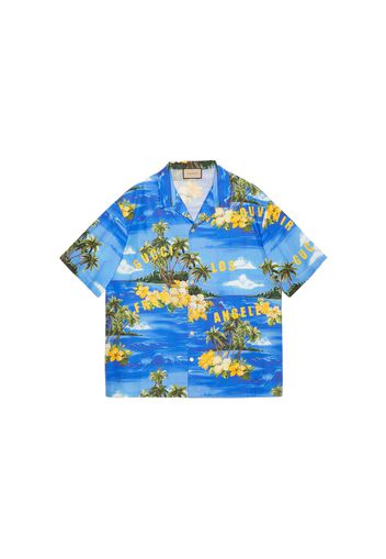 Gucci Printed Cotton Bowling Shirt Blue/Green/Yellow