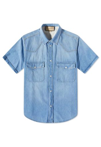 Gucci Short Sleeve Denim Shirt Blue