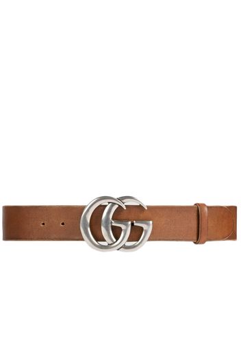 Gucci Double G Palladium Buckle Leather Belt 1.5"W Cuir