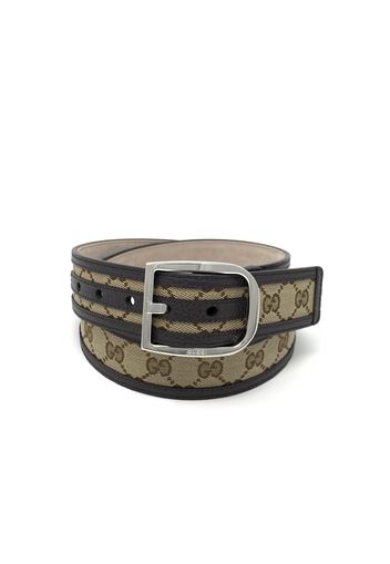 Gucci Belt GG Supreme Leather Trimmed 1.5W Beige/Ebony