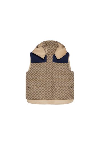 Gucci GG Canvas Down Vest With Detachable Hood Beige/Blue