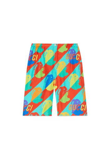 Gucci Rabit Printed Silk-Twill Shorts Multi