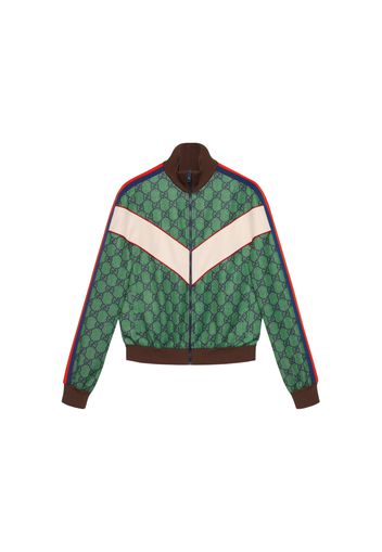 Gucci GG Jersey Zip Jacket With Web Green/Dark Blue