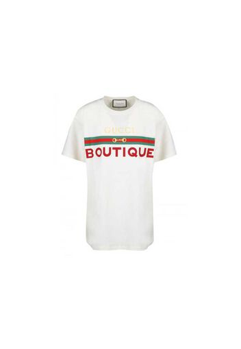 Gucci Boutique Print Cotton T-shirt White