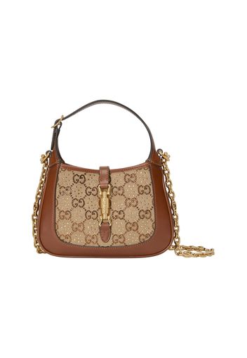 Gucci Jackie 1961 Crystal GG Mini Shoulder Bag Camel/Ebony