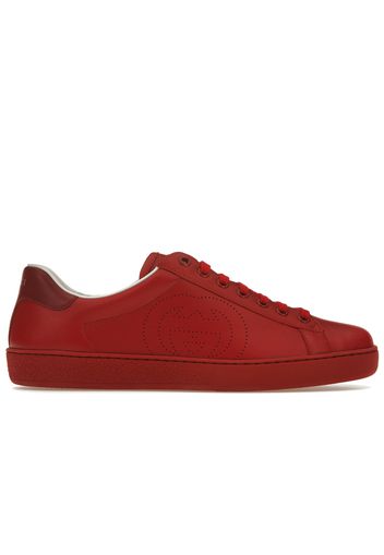 Gucci Ace Perforated Interlocking G Red