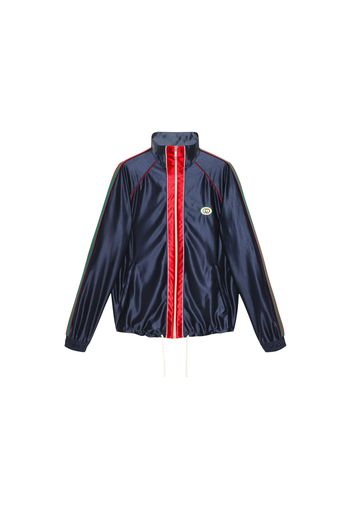 Gucci Shiny Jersey Jacket With Web Blue