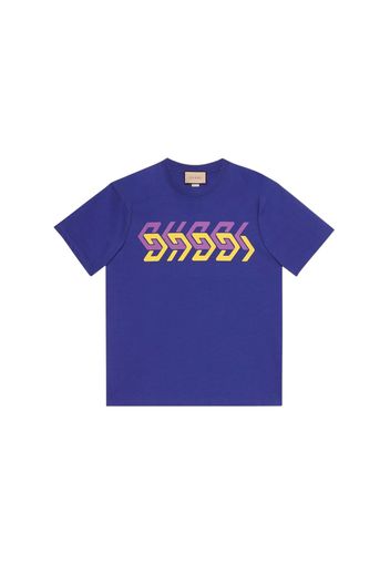 Gucci Mirror Logo-Print Short-Sleeve T-shirt Blue/Purple/Yellow