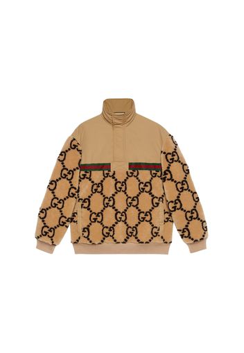 Gucci GG Jacquard Oversized Half-Zip Wool Jacket Beige/Ebony/Green/Red