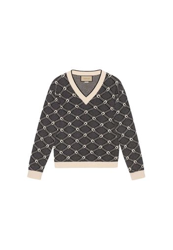 Gucci Slim-Fit Patterned Sweater Black White