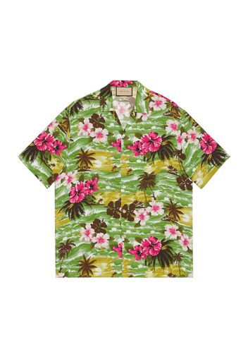 Gucci Printed Bowling Shirt Green/Fuchsia