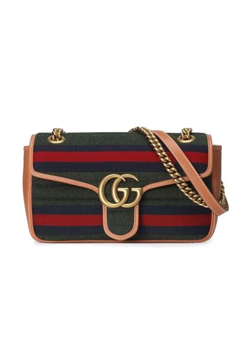 Gucci GG Marmont Shoulder Bag Mini Striped Dark Green/Brown