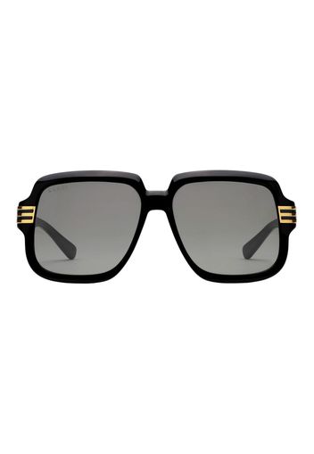 Gucci Square Frame Sunglasses True Black/Gold/Brown (663772 J1691 1012)