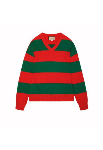 Gucci Felted Wool Striped Sweater Red/Green