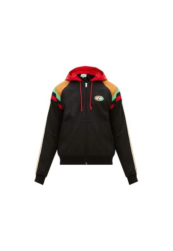 Gucci GG Patch Web Stripe Hooded Bomber Jacket Black/Multi