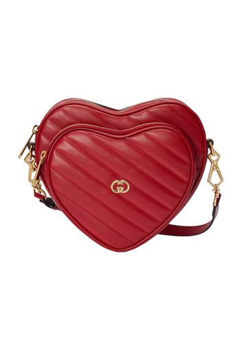 Gucci Interlocking G Mini Heart Shoulder Bag Red