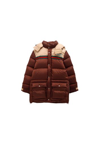 Gucci Nylon Satin Padded Bomber Down Coat Brown/Beige/Green/Red