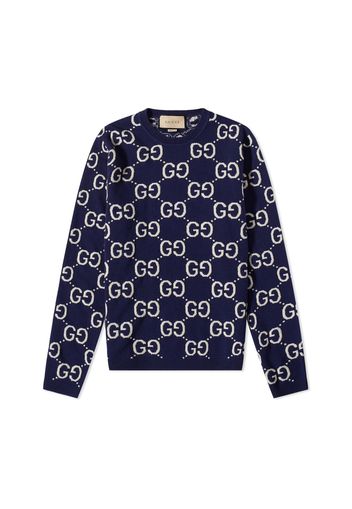 Gucci GG All Over Crewneck Sweater Navy