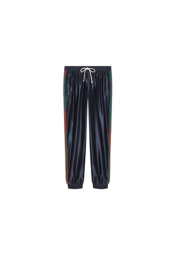 Gucci Shiny Jersey Pant With Web Blue