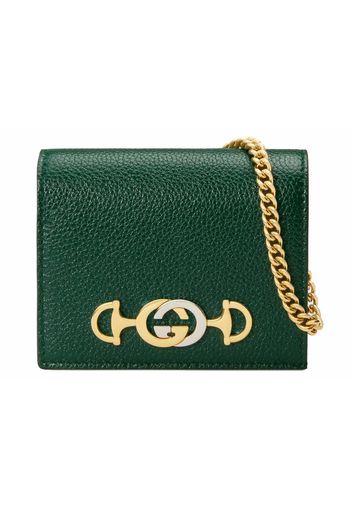 Gucci Zumi Card Case Wallet Grainy Leather Dark Green