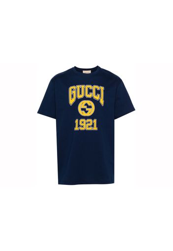 Gucci Logo Print T-shirt Navy Blue