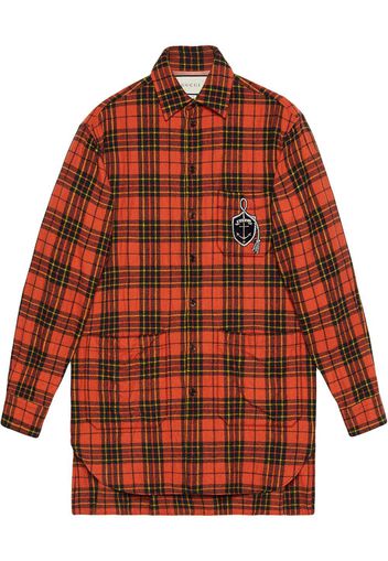 Gucci Anchor Oversize Check Wool Shirt Orange