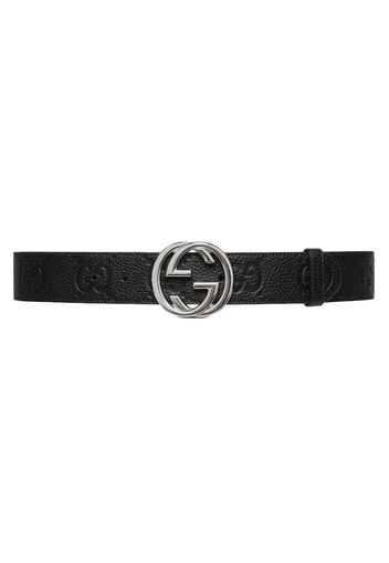 Gucci Wide Interlocking G Buckle Belt Black