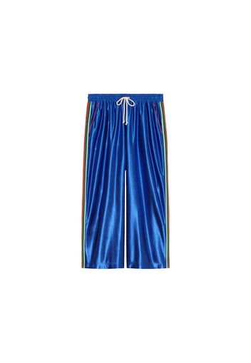 Gucci Shiny Jersey Pant With Web Royal Blue