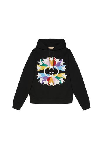 Gucci Interlocking G Star Burst Print Cotton Sweatshirt Black