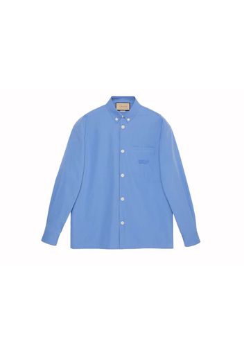 Gucci Cotton Gucci Embroidery Shirt Blue