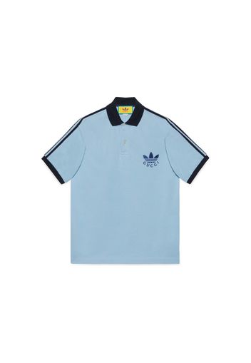 Gucci x Adidas Piquet Polo Shirt Blue