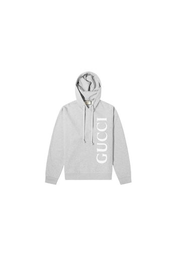 Gucci Large Gucci Logo Popover Hoodie Grey Marl