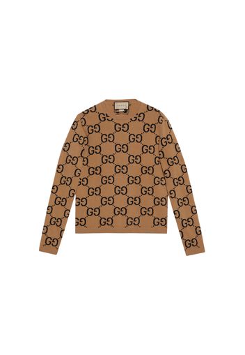 Gucci GG Wool Jacquard Crewneck Jumper Camel/Black