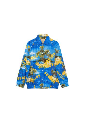 Gucci Souvenir From Los Angeles Print Nylon Jacket Blue/Yellow